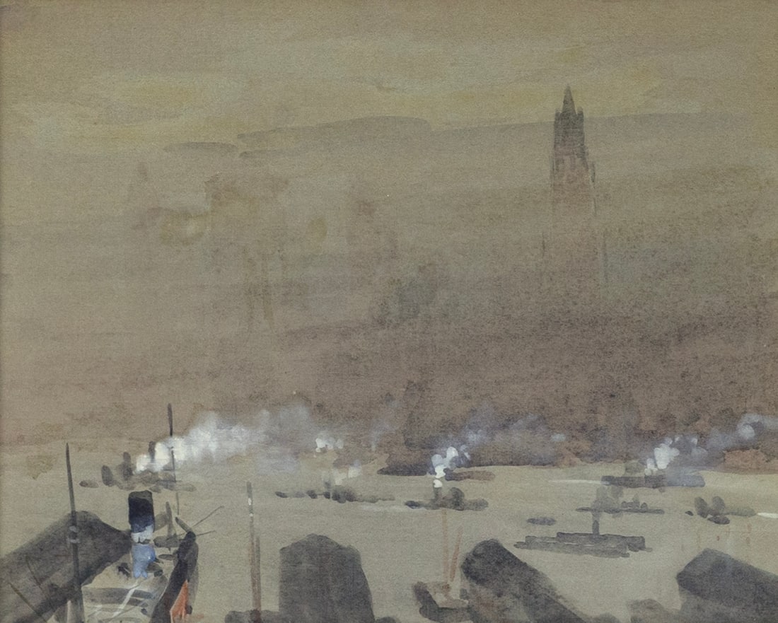 Joseph Pennel Watercolor of New York Harbor (1 of 2)