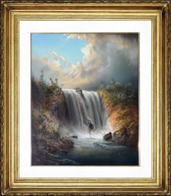 George D. Brewerton Pastel Drawing of Minnehaha Falls