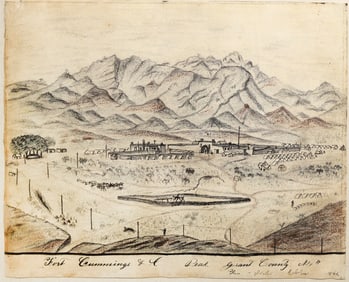 American School Charcoal drawing of Fort Cummings in Peak Grant County [New Mexico]