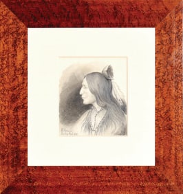Rudolf Cronau Original Drawing of an Ogalalla Dakota Indian, 1881