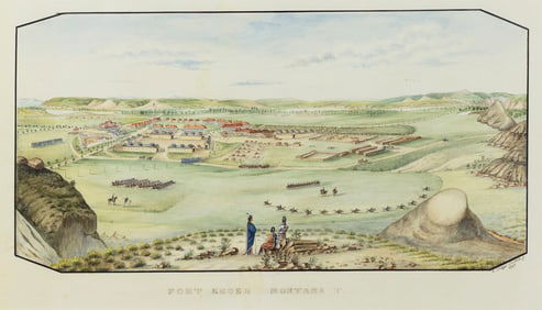 Hermann Stieffel Watercolor of Fort Keogh in the Montana T[erritory], 1878