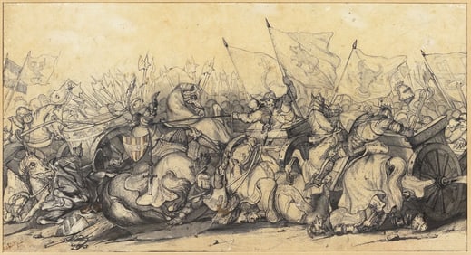 Maissiat de Ploennis Original Drawing of Battle of Laupen 1339