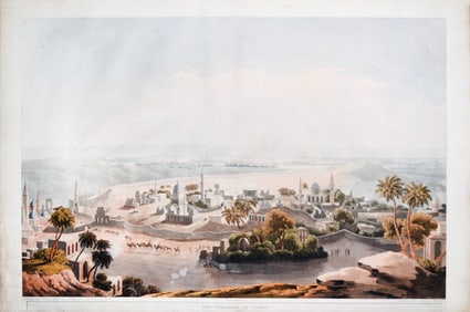 Henry Salt Aquatint engraving of the Pyramids at Cairo, Egypt.