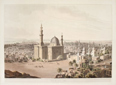 Henry Salt Aquatint engraving of the view of Grand Cairo, Egypt.