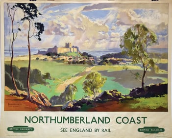 [British Railways] Jack Merriott Lithograph of Northumberland Coast printed in colors