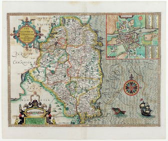 John Speed Map of Leinster Co., Ireland showing Dublin