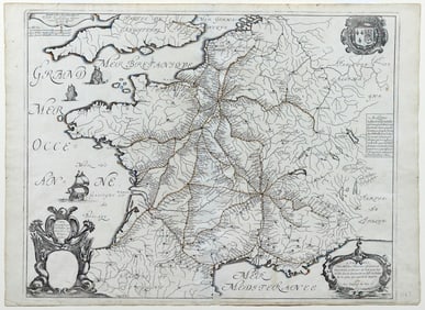 Tavernier Engraved Map of France, 1632 - The First Postal Map of France