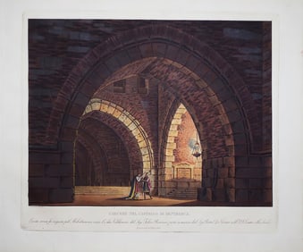 Sanquirico Aquatint of Carcere nel castello from the La Scala Opera House