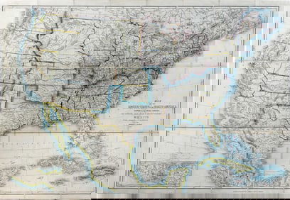 Theodor Ettling Wall Map of the United States during the Civil War, 1862