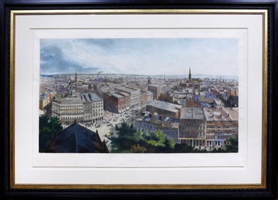 COLOR AQUATINT OF ONE OF THE MOST ATTRACTIVE 19TH-CENTURY VIEWS OF NEW YORK CITY