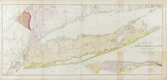 Landmark map of Long Island and the earliest Long Island Wall Map