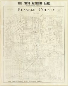 Powell's Lithographed map of Ballinger, Texas showing Runnels county