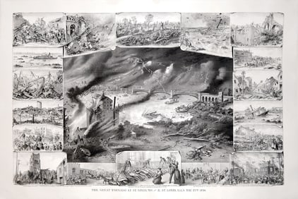 Kurz & Allison Lithograph of The Great Tornado at St. Louis, Missouri 1896