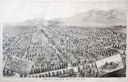 S.W. Darke & Co Lithograph of Salt Lake City, Utah 1887