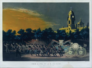 Currier & Maurers Famous Lithographs from the Life of a Fireman Series - The Race