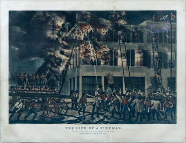 Currier & Maurers Famous Lithographs from the Life of a Fireman Series - The Fire