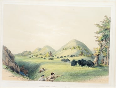 George Catlin Lithograph from his North American Indian Portfolio, Buffalo Hunt