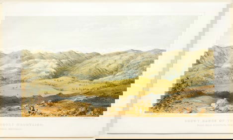 Alfred E. Mathews Lithograph of the Snowy Range of the Rocky Mountains