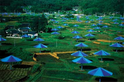 Christo & Jean-Claude Photograph of The Umbrellas, Japan - USA,1984-91. Ibaraki, Japan Sit