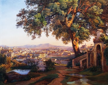 Salomon Corrodi Watercolor - A masterpiece view of Rome in the 19th Century.