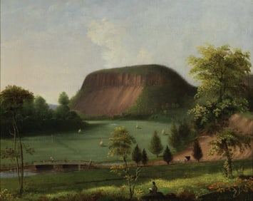 George Durrie Oil Painting of East Rock in New Haven, CT