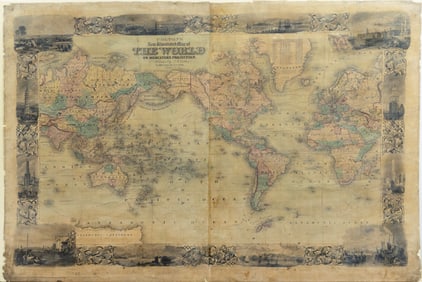 Colton's 1853 Map of the World on a Mercator Projection
