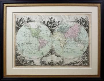 Desnos' Six Part Framed Maps of the World and Continents