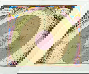 Old Color Example of Cellarius' Celestial Chart showing Tycho Brahe's model of the Universe
