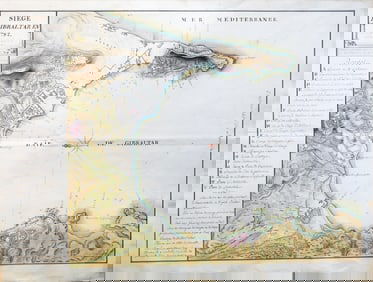 Exceptionally Fine French Manuscript Map of Gibraltar