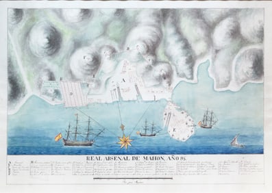 Unique Late 18th-century Manuscript Map of the Island of Menorca