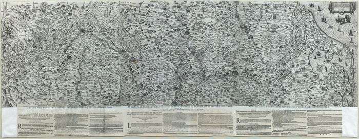 De Bry's Famous Map of the Rhine River in its first state