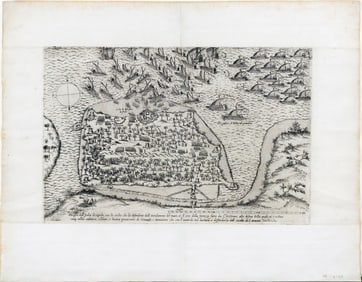 Lafreri's Map of the North African island of Djerba [Tunisia] in the Spring of 1560