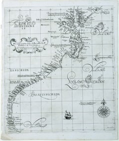 The First Sea Chart of the Southern East Coast of North America -  From Dudley's Dell'Arcano del