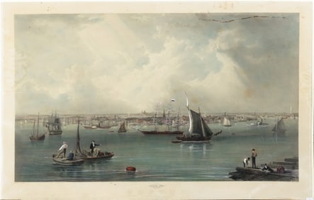 Hill's extremely attractive panoramic view of Boston Harbor