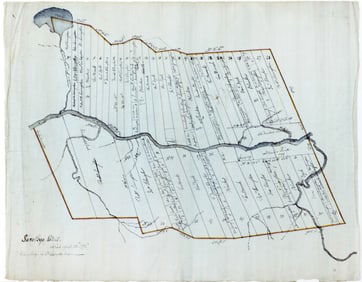 A rare manuscript copy from 1796 of the Saratoga Patent map