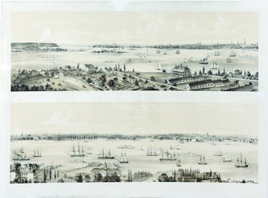 Charles Burton's Two Panoramic views of New York and New Jersey taken from St. George, Staten Island