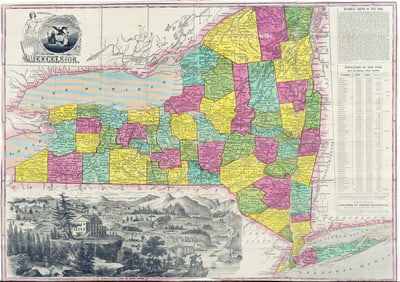 Hall's Bird's-Eye View of New York, 1851