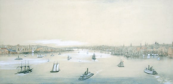 William's Watercolor New York Harbor from Williamsburg
