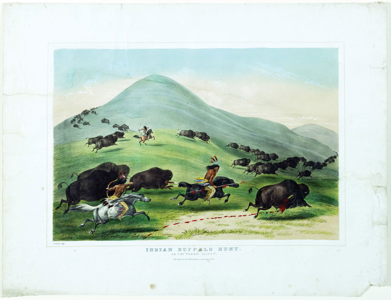 Currier & Ives Indian Buffalo Hunt after Catlin (1 of 1)
