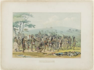 Catlin's Lithograph, Archery of the Mandans