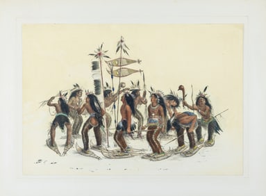 Catlin's Lithograph, Snow Shoe Dance