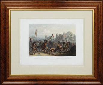 Property of a Long Island Collector - Bodmer, Bison Dance of the Mandan Indians in front of their