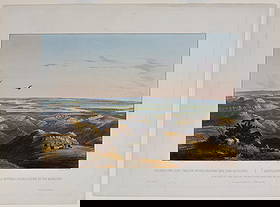 Property of a Long Island Collector - Bodmer, Junction of the Yellow Stone River with the Missouri,: Property of a Long Island Collector BODMER, Karl (1809-1893). Junction of the Yellow Stone River with the Missouri, Tab. 29. Aquatint engraving with original hand color in full. From: "Travels in the