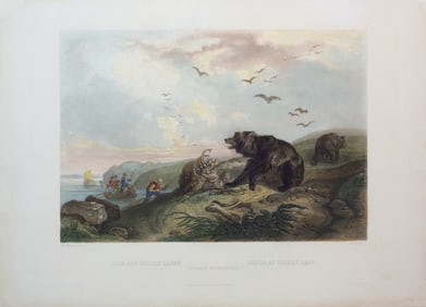 Property of a Long Island Collector - Bodmer, Hunting of the Grizzly Bear, Tab. 36