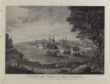 Property of a Long Island Collector - Reinagle Engraving, Macdonough's Victory on Lake Champlain