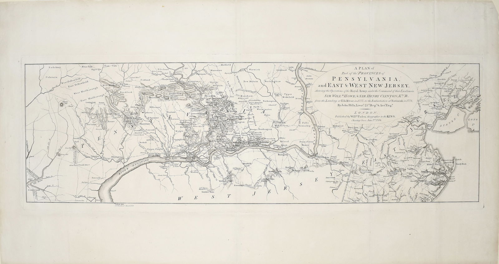William Faden's Plan of Part of the Provinces of Pennsylvania, and East & West New Jersey: FADEN, William (English, 1749-1836). A Plan of Part of the Provinces of Pennsylvania, and East & West New Jersey... Engraving after the original surveying by John Hills (fl. 1777-1816). From William F
