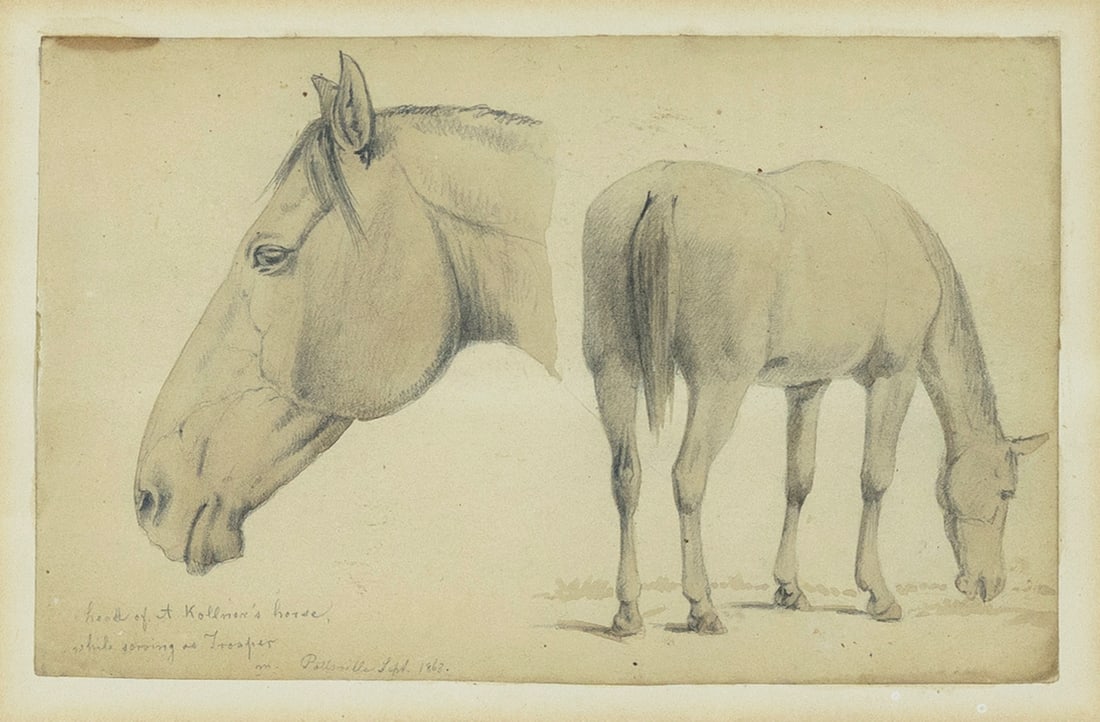 Augustus Kollner Original Watercolor - Head of Kollner’s Horse (1 of 2)