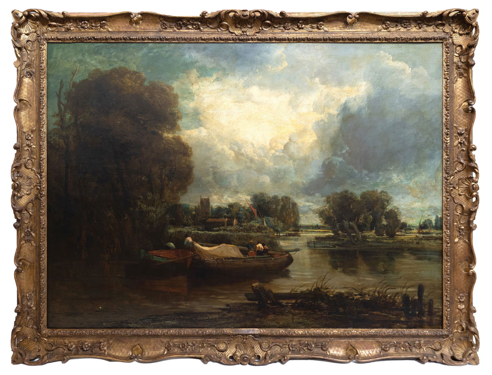 John Constable Oil on Canvas of Barges on a River (1 of 1)