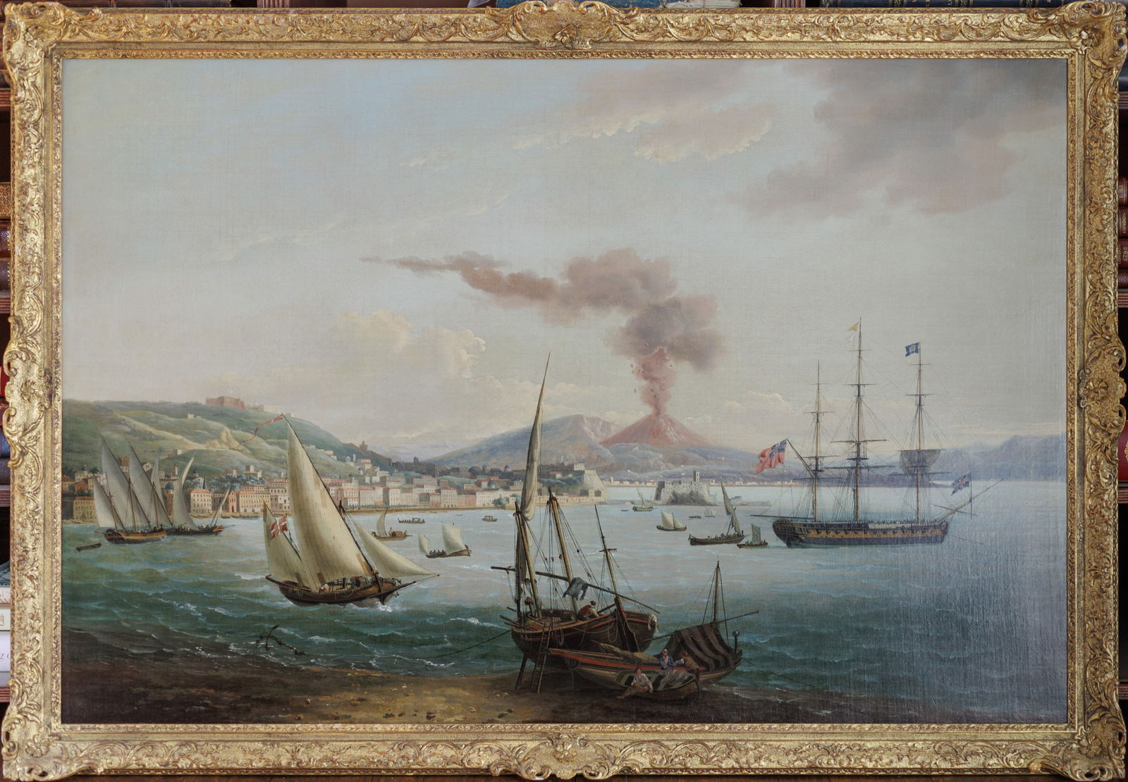 John Thomas Serres Oil of a British Frigate in the Bay of Naples (1 of 1)