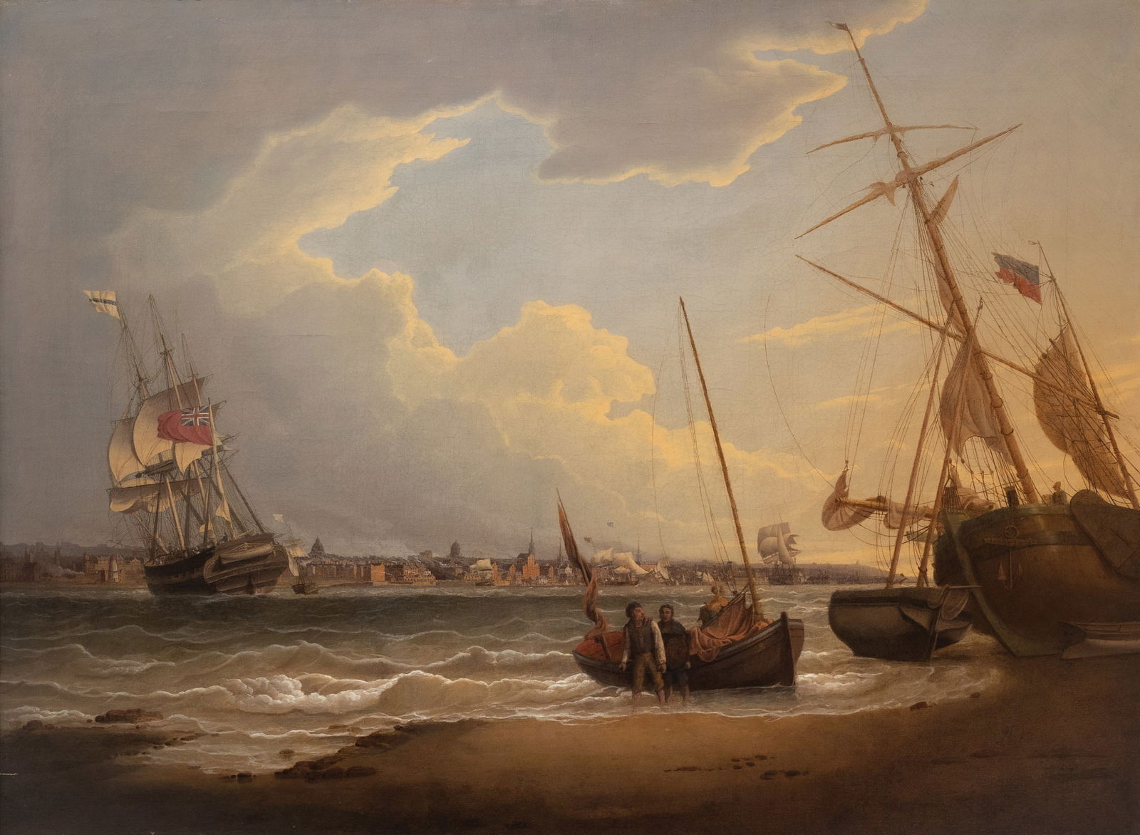 Robert Salmon Signed Oil on Canvas of The Ship Liverpool in the Mercey, seen from Wallasey (1 of 1)